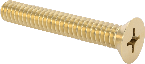 Pirinç Phillips Düz Başlı Vida, 4-40 Diş Boyutu, 3/4" Uzunluk
