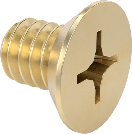 Pirinç Phillips Düz Başlı Vida, 1/4"-20 Diş Boyutu, 3/8" Uzunluk
