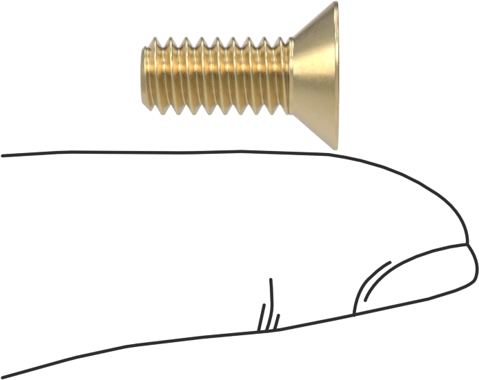 Pirinç Phillips Düz Başlı Vida, 1/4"-20 Diş Boyutu, 5/8" Uzunluk