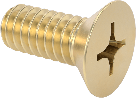 Pirinç Phillips Düz Başlı Vida, 1/4"-20 Diş Boyutu, 5/8" Uzunluk