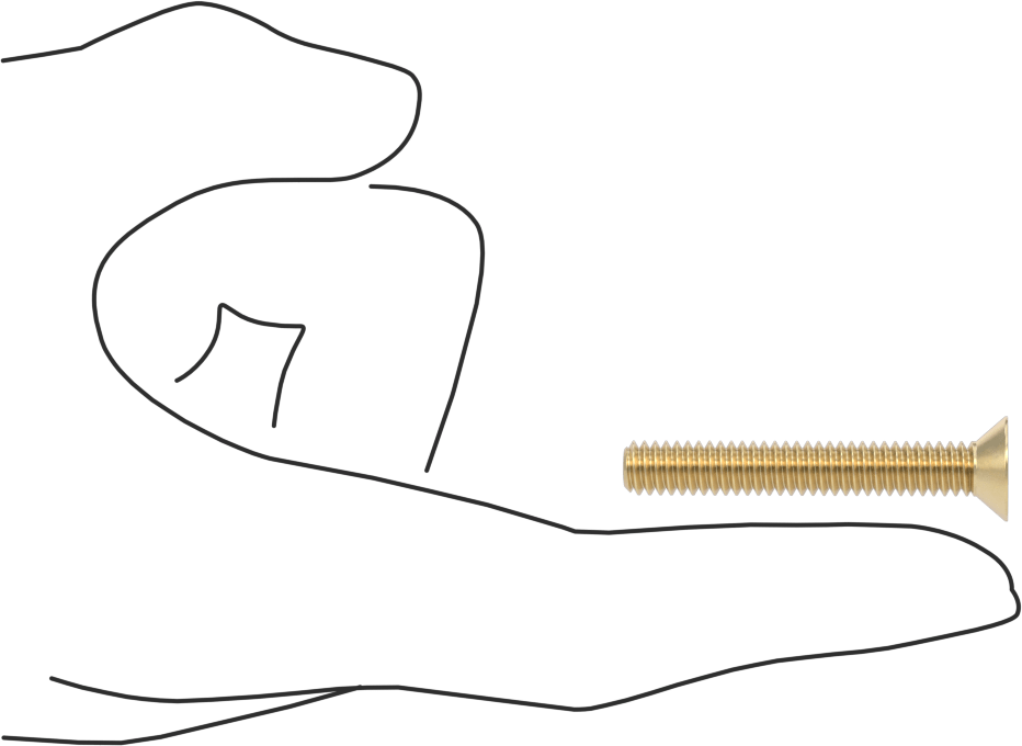Pirinç Phillips Düz Başlı Vida, 1/4"-20 Diş Boyutu, 1-3/4" Uzunluk