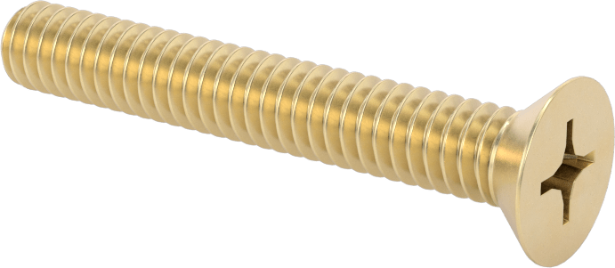 Pirinç Phillips Düz Başlı Vida, 1/4"-20 Diş Boyutu, 1-3/4" Uzunluk