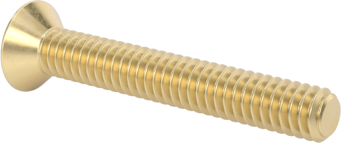 Pirinç Phillips Düz Başlı Vida, 1/4"-20 Diş Boyutu, 1-3/4" Uzunluk