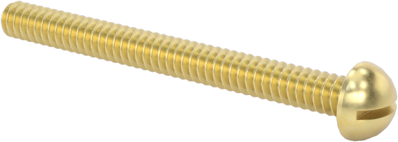 Pirinç Dekoratif Yuvarlak Başlı Oluklu Vidalar, 00-90 Diş Boyutu, 1/2" Uzunluk