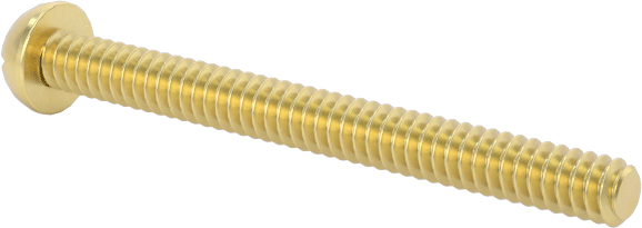 Pirinç Dekoratif Yuvarlak Başlı Oluklu Vidalar, 00-90 Diş Boyutu, 1/2" Uzunluk