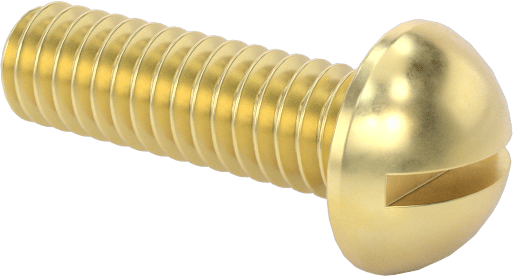 Pirinç Dekoratif Yuvarlak Başlı Oluklu Vidalar, 1-72 Diş Boyutu, 1/4" Uzunluk