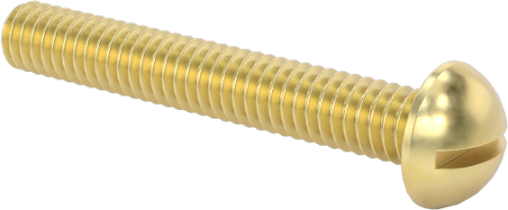 Pirinç Dekoratif Yuvarlak Başlı Oluklu Vidalar, 1-72 Diş Boyutu, 1/2" Uzunluk
