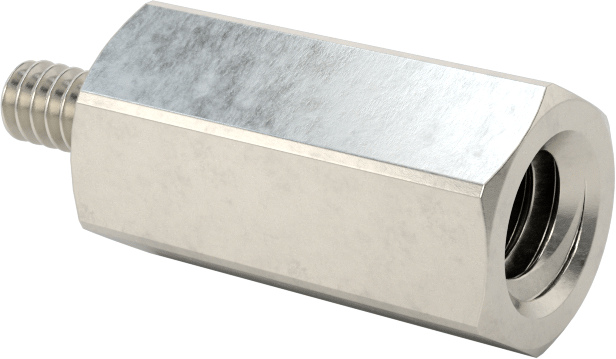 18-8 Paslanmaz Çelik Erkek-Dişi Altıgen Dişli Adaptör, 6-32 ila 1/4"-20 Diş Boyutu