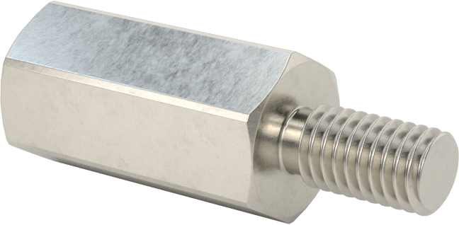 18-8 Paslanmaz Çelik Erkek-Dişi Altıgen Dişli Adaptör, M5 x 0,8 mm - 6-40 Diş Boyutu