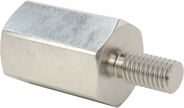 18-8 Paslanmaz Çelik Erkek-Dişi Altıgen Dişli Adaptör, M5 x 0,8 mm - 1/4"-28 Diş Boyutu