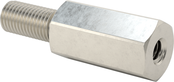 18-8 Paslanmaz Çelik Erkek-Dişi Altıgen Dişli Adaptör, M6 x 0,75 mm - 8-32 Diş Boyutu
