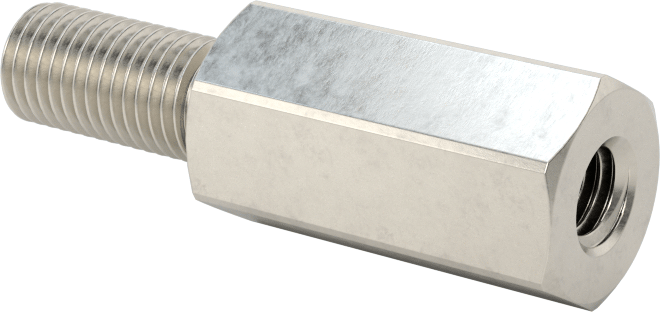 18-8 Paslanmaz Çelik Erkek-Dişi Altıgen Dişli Adaptör, M6 x 0,75 mm - 10-32 Diş Boyutu