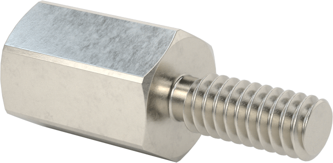 18-8 Paslanmaz Çelik Erkek-Dişi Altıgen Dişli Adaptör, 1/4"-20 ila M8 x 1,250 mm Diş Boyutu