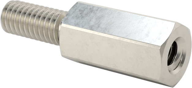 18-8 Paslanmaz Çelik Erkek-Dişi Altıgen Dişli Adaptör, M4 x 0,7 mm - 6-32 Diş Boyutu