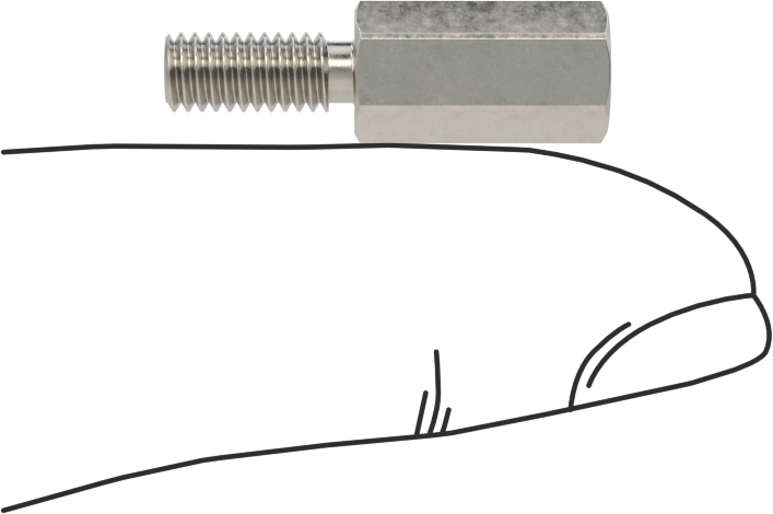 18-8 Paslanmaz Çelik Erkek-Dişi Altıgen Dişli Adaptör, M4 x 0,7 mm - 6-32 Diş Boyutu