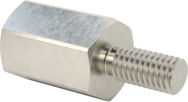 18-8 Paslanmaz Çelik Erkek-Dişi Altıgen Dişli Adaptör, M6 x 1 mm Diş - M5 x 0,8 mm Diş, 13 mm Altıgen Boyut