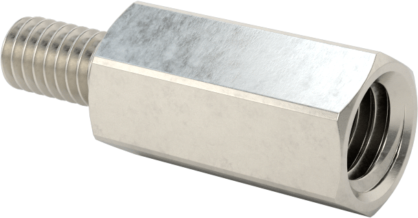 18-8 Paslanmaz Çelik Erkek-Dişi Altıgen Dişli Adaptör, 6-40 ila M5 x 0,8 mm Diş Boyutu