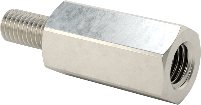 18-8 Paslanmaz Çelik Erkek-Dişi Altıgen Dişli Adaptör, 10-32'den M6 x 0,75 mm Diş Boyutu