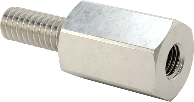 18-8 Paslanmaz Çelik Erkek-Dişi Altıgen Dişli Adaptör, 1/4"-20 ila M6 x 0,75 mm Diş Boyutu
