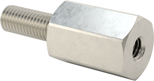 18-8 Paslanmaz Çelik Erkek-Dişi Altıgen Dişli Adaptör, 1/4"-28 ila M5 x 0,8 mm Diş Boyutu