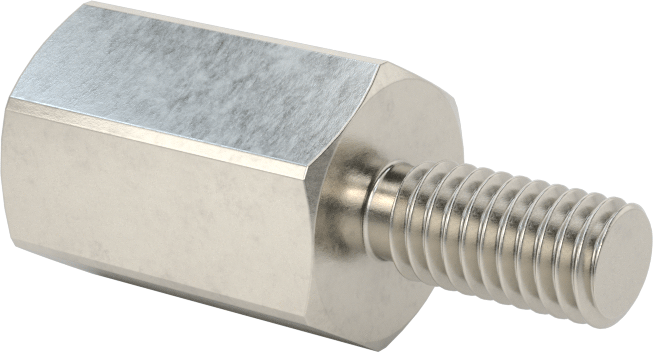 18-8 Paslanmaz Çelik Erkek-Dişi Altıgen Dişli Adaptör, M6 x 1 mm Diş - M5 x 0,5 mm Diş, 13 mm Altıgen Boyut