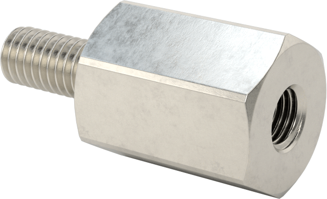 18-8 Paslanmaz Çelik Erkek-Dişi Altıgen Dişli Adaptör, M6 x 1 mm Diş - M6 x 0,75 mm Diş