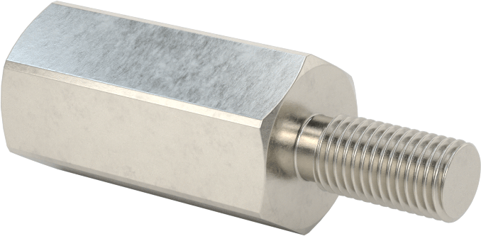 18-8 Paslanmaz Çelik Erkek-Dişi Altıgen Dişli Adaptör, M6 x 0,75 mm - 1/4"-28 Diş Boyutu