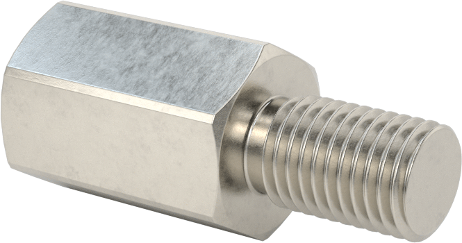 18-8 Paslanmaz Çelik Erkek-Dişi Altıgen Dişli Adaptör, M8 x 1 mm - 10-24 Diş Boyutu