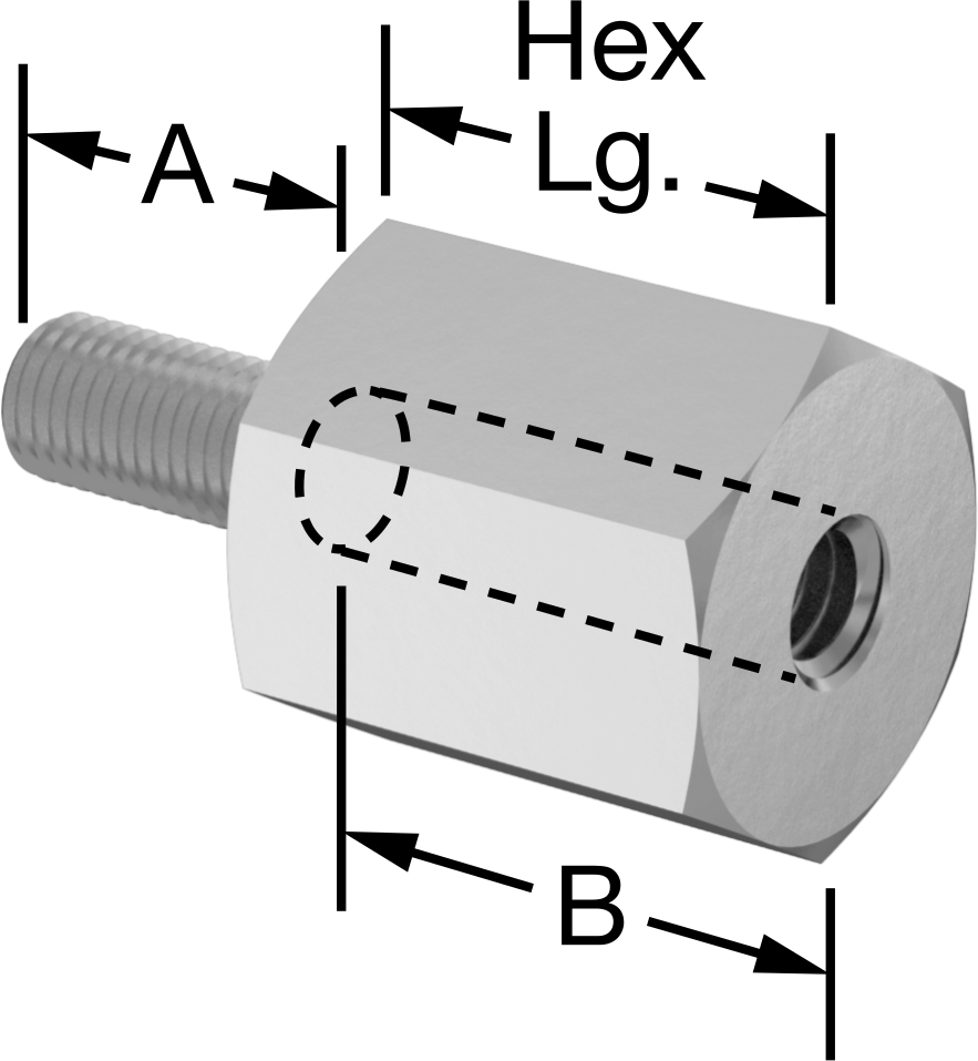 18-8 Paslanmaz Çelik Erkek-Dişi Altıgen Dişli Adaptör, M4 x 0,5 mm Diş - M4 x 0,7 mm Diş