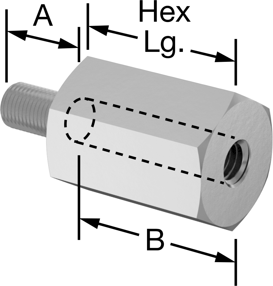 18-8 Paslanmaz Çelik Erkek-Dişi Altıgen Dişli Adaptör, M5 x 0,5 mm Diş - M5 x 0,8 mm Diş