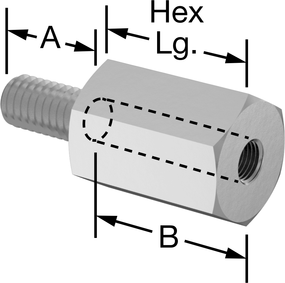 18-8 Paslanmaz Çelik Erkek-Dişi Altıgen Dişli Adaptör, M6 x 1 mm Diş - M5 x 0,5 mm Diş, 13 mm Altıgen Boyut