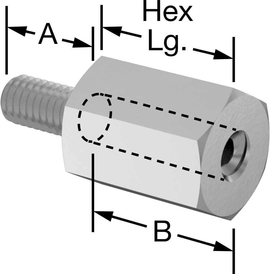 18-8 Paslanmaz Çelik Erkek-Dişi Altıgen Dişli Adaptör, M6 x 1 mm Diş - M6 x 0,75 mm Diş