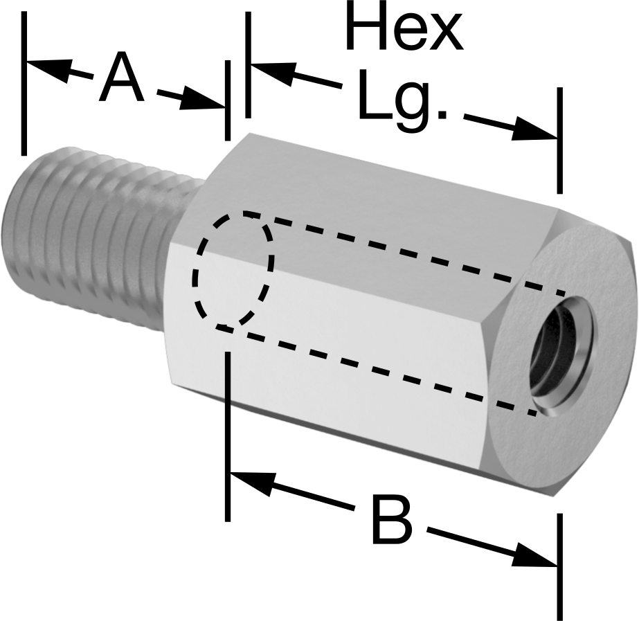 18-8 Paslanmaz Çelik Erkek-Dişi Altıgen Dişli Adaptör, M8 x 1 mm Diş - M6 x 1 mm Diş