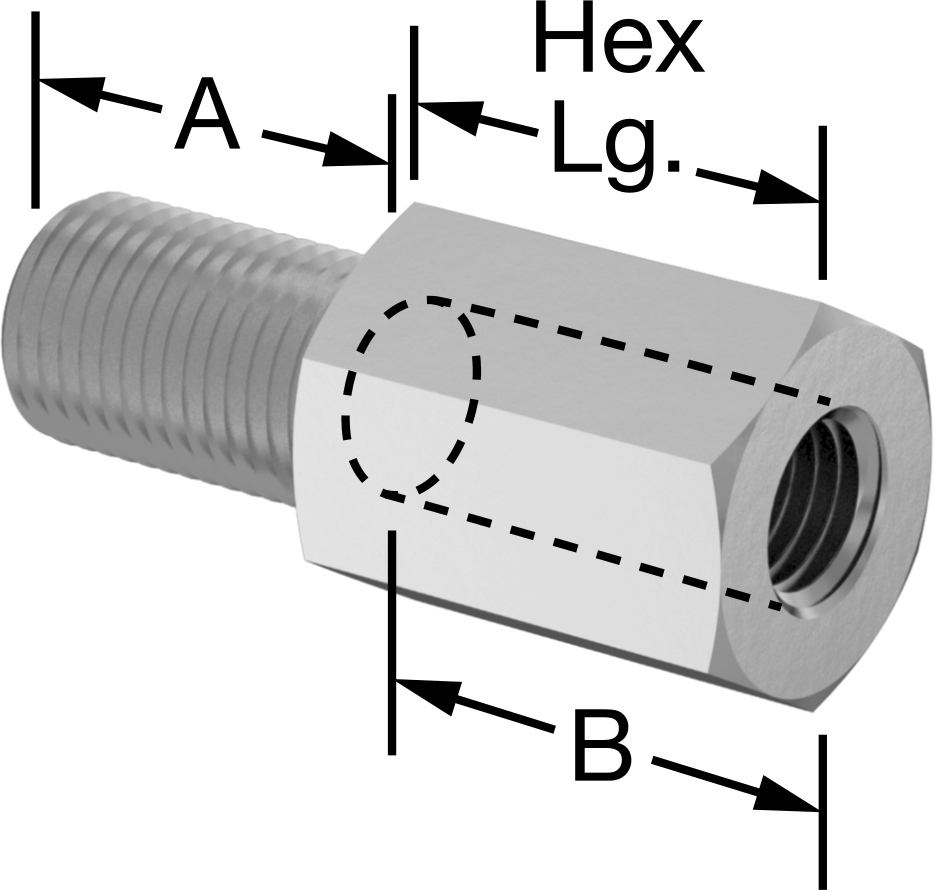 18-8 Paslanmaz Çelik Erkek-Dişi Altıgen Dişli Adaptör, M10 x 1 mm Diş - M8 x 1 mm Diş