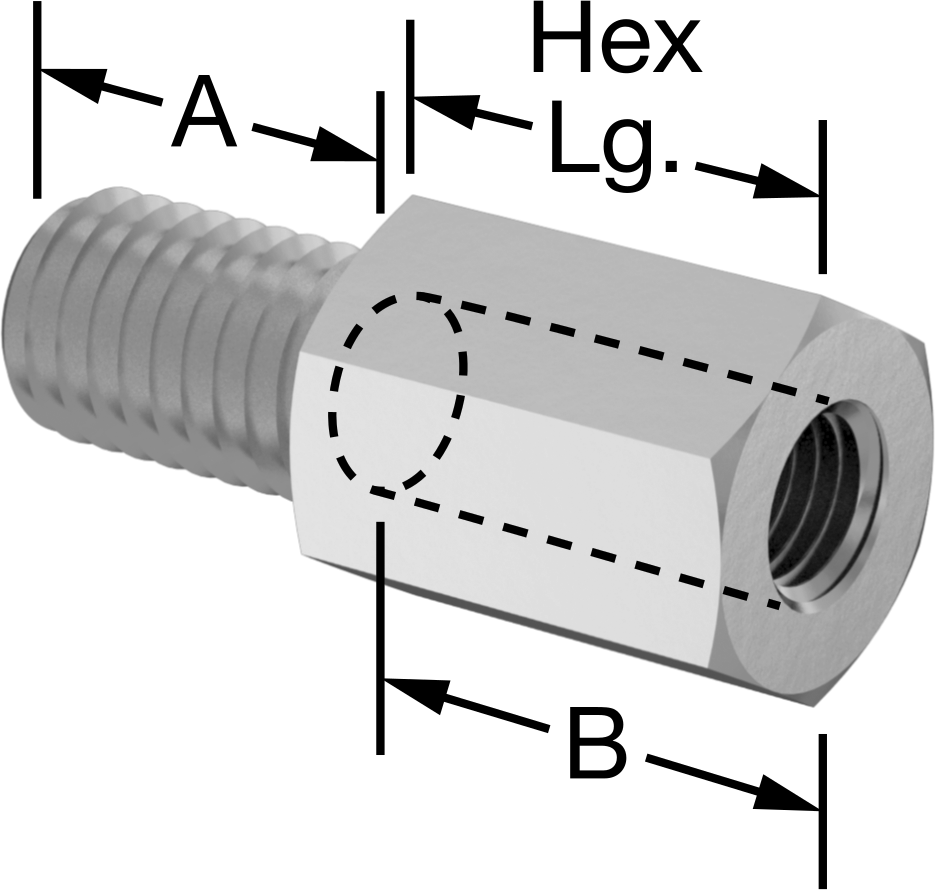 18-8 Paslanmaz Çelik Erkek-Dişi Altıgen Dişli Adaptör, M10 x 1,5 mm Diş - M8 x 1 mm Diş