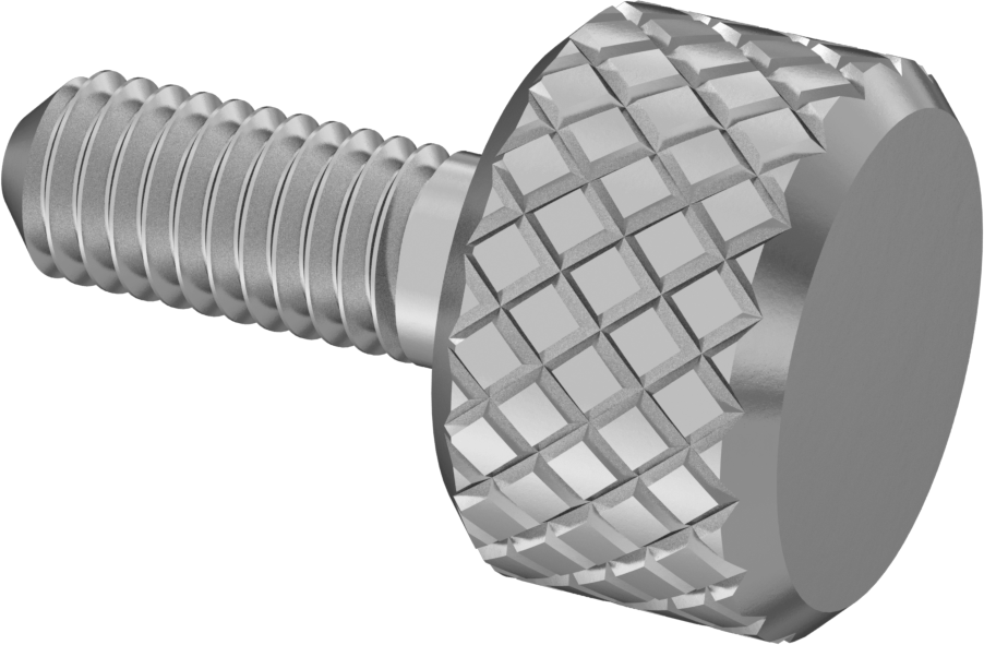 Tırtıllı Başlı Parmak Vidası, Paslanmaz Çelik, Düşük Profilli, M3 x 0,5 mm Diş Boyutu, 8 mm Uzunluk