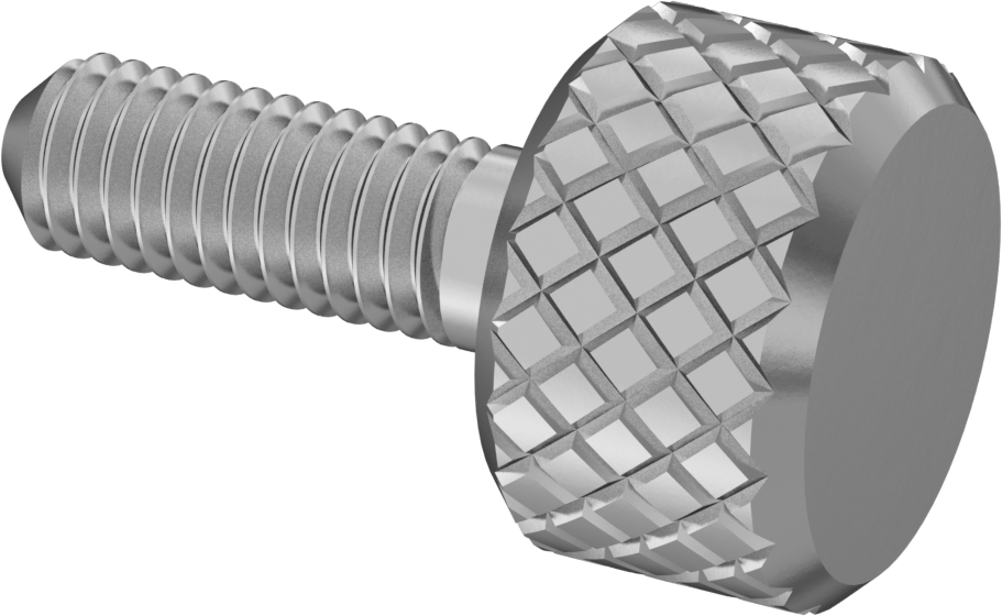Tırtıllı Başlı Parmak Vidası, Paslanmaz Çelik, Düşük Profilli, M3 x 0,5 mm Diş Boyutu, 9 mm Uzunluk