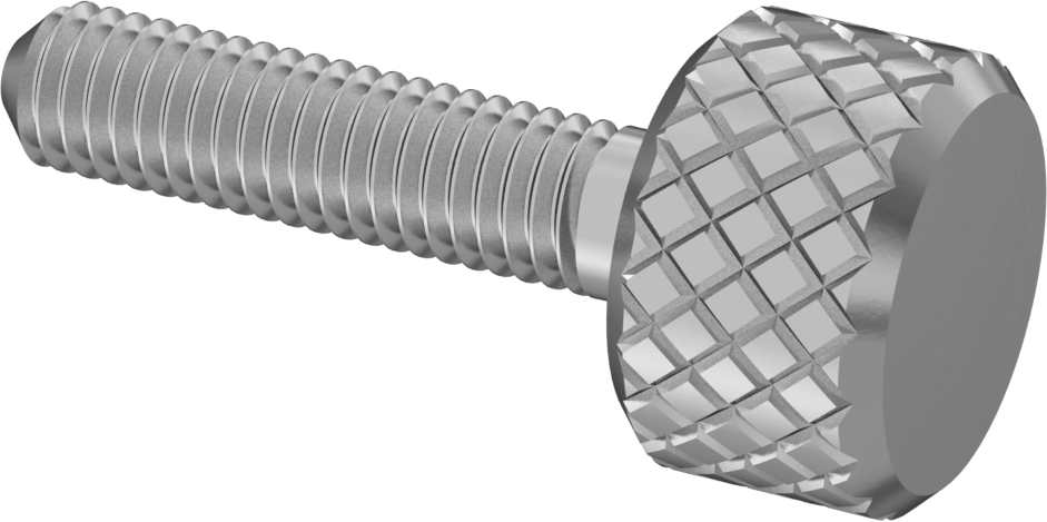 Tırtıllı Başlı Parmak Vidası, Paslanmaz Çelik, Düşük Profilli, M3 x 0,5 mm Diş Boyutu, 13 mm Uzunluk