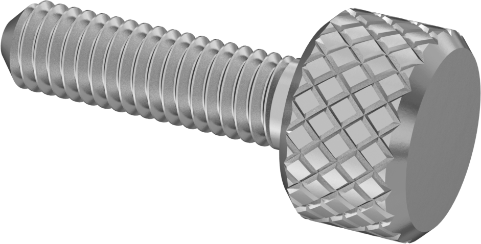 Tırtıllı Başlı Parmak Vidası, Paslanmaz Çelik, Düşük Profilli, M3,5 x 0,6 mm Diş Boyutu, 13 mm Uzunluk