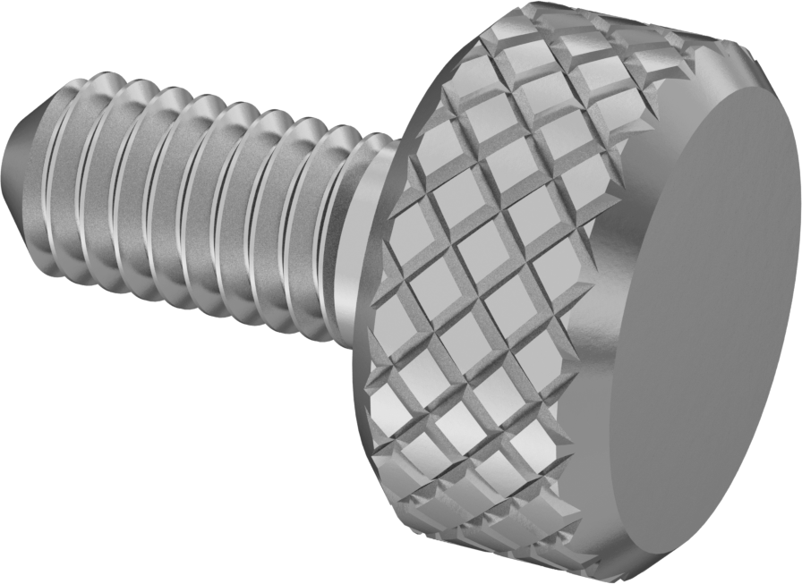 Tırtıllı Başlı Parmak Vidası, Paslanmaz Çelik, Düşük Profilli, M4 x 0,7 mm Diş Boyutu, 9 mm Uzunluk
