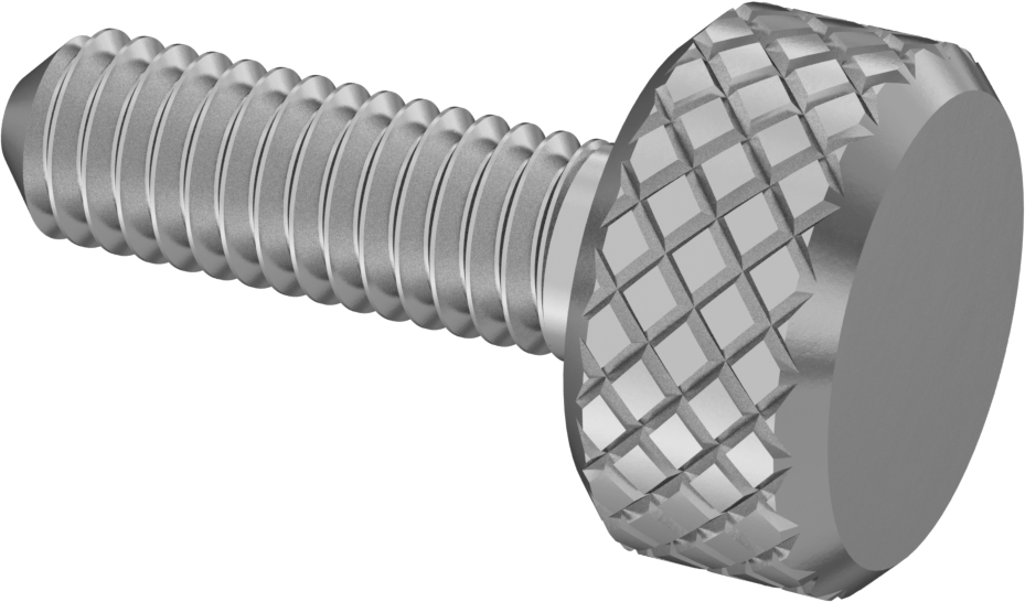 Tırtıllı Başlı Parmak Vidası, Paslanmaz Çelik, Düşük Profilli, M4 x 0,7 mm Diş Boyutu, 13 mm Uzunluk