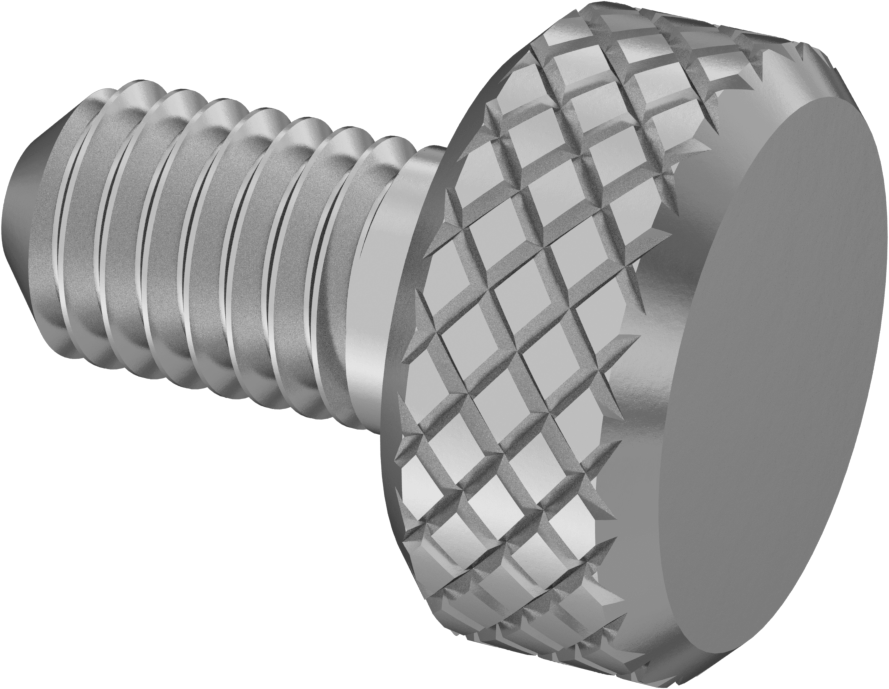 Tırtıllı Başlı Parmak Vidası, Paslanmaz Çelik, Düşük Profilli, M5 x 0,8 mm Diş Boyutu, 9 mm Uzunluk