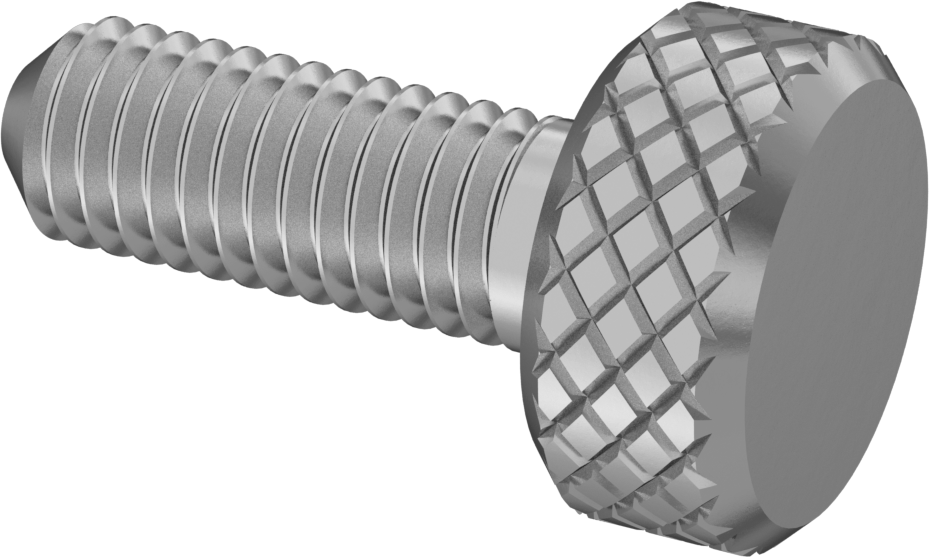 Tırtıllı Başlı Parmak Vidası, Paslanmaz Çelik, Düşük Profilli, M5 x 0,8 mm Diş Boyutu, 14 mm Uzunluk