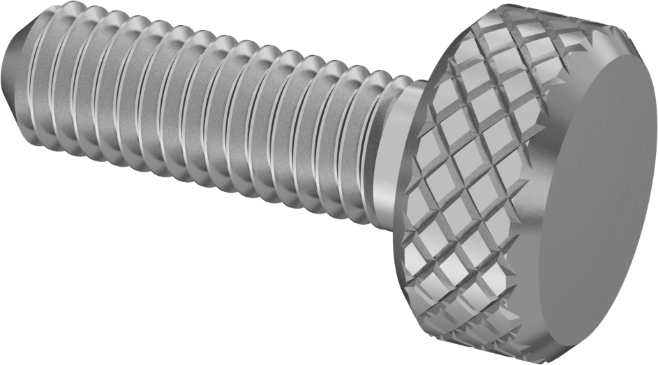 Tırtıllı Başlı Parmak Vidası, Paslanmaz Çelik, Düşük Profilli, M5 x 0,8 mm Diş Boyutu, 16 mm Uzunluk