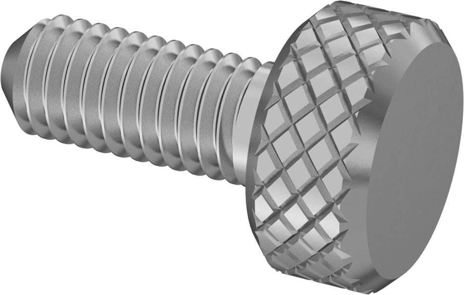 Tırtıllı Başlı Parmak Vidası, Paslanmaz Çelik, Düşük Profilli, M6 x 1 mm Diş Boyutu, 15 mm Uzunluk