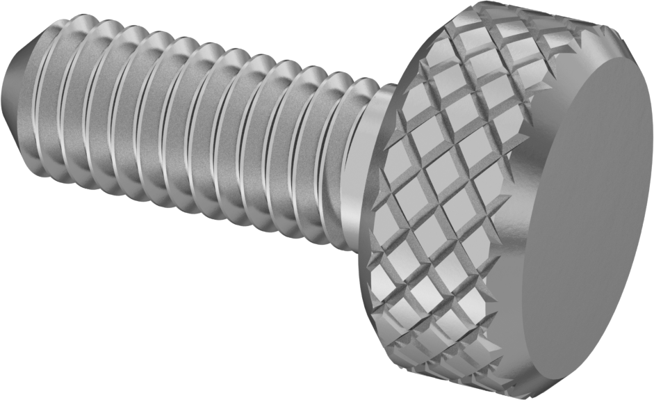 Tırtıllı Başlı Parmak Vidası, Paslanmaz Çelik, Düşük Profilli, M6 x 1 mm Diş Boyutu, 16 mm Uzunluk