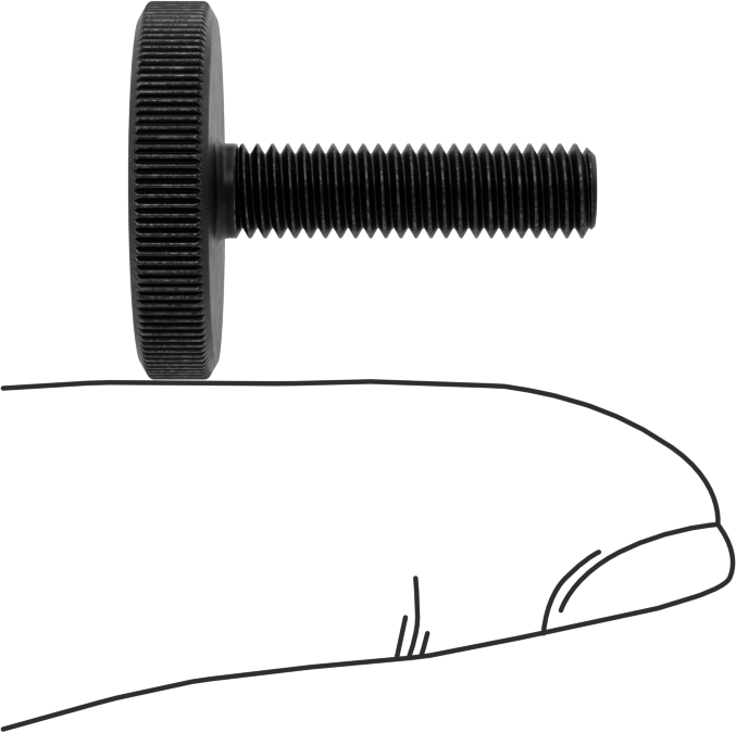 Çelik Düşük Profilli Tırtıllı Başlı Parmak Vidası, M5 x 0,8 mm Diş Boyutu, 20 mm Uzunluk