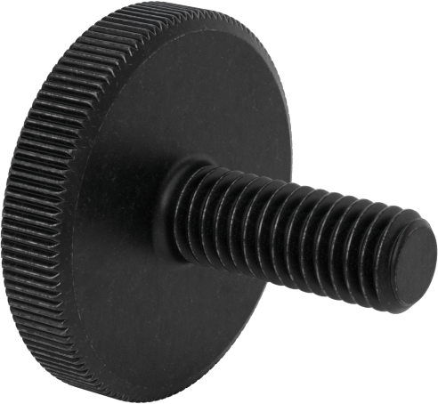 Çelik Düşük Profilli Tırtıllı Başlı Parmak Vidası, M6 x 1 mm Diş Boyutu, 16 mm Uzunluk