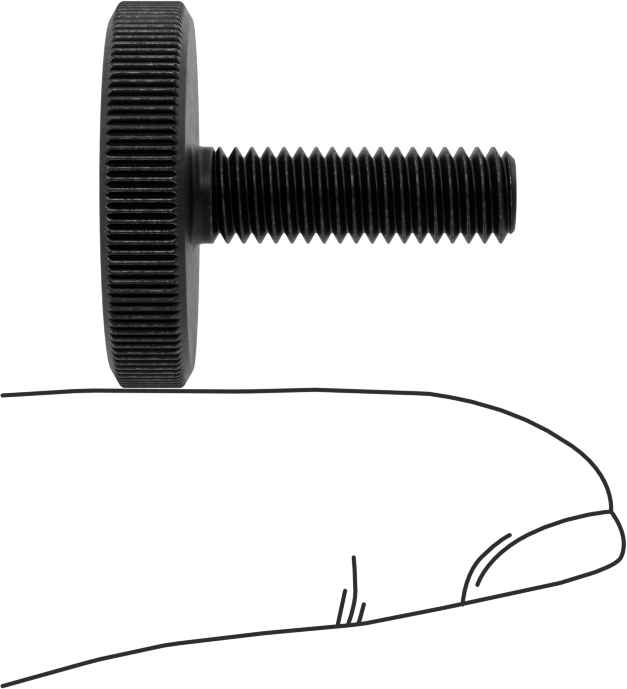 Çelik Düşük Profilli Tırtıllı Başlı Parmak Vidası, M6 x 1 mm Diş Boyutu, 20 mm Uzunluk