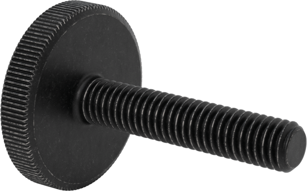 Çelik Düşük Profilli Tırtıllı Başlı Parmak Vidası, M6 x 1 mm Diş Boyutu, 30 mm Uzunluk